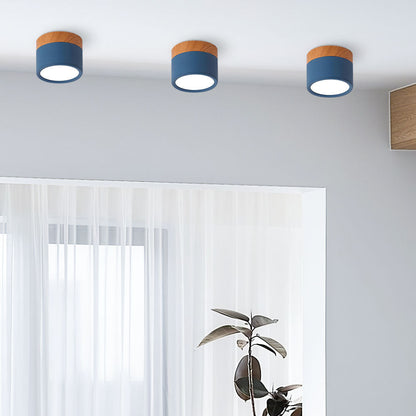 Cylinder kleine plafondlamp LED hout modern plafond hal woonkamer compact design