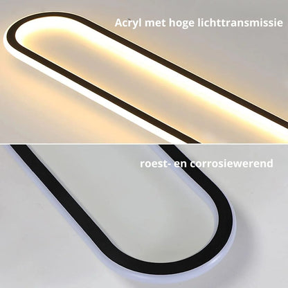 LED plafondlamp langwerpig zwart wit gang woonkamer slaapkamer modern minimalistisch plafondverlichting
