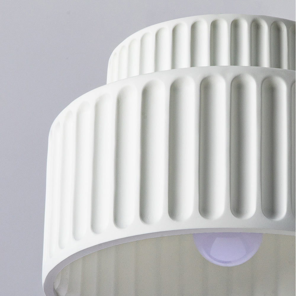 Plafondlamp Geribbeld Resin E27 Wit Compact Modern Interieur Woonkamer Keuken Slaapkamer Retro Design Plafonnière
