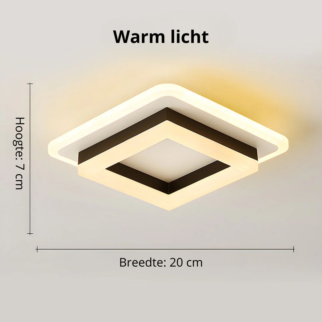 Vierkante LED Plafondlamp 1920 Lumen Zwart Wit Slaapkamer Hal Woonkamer Moderne Plafonnière Geometrisch Design Verlichting Binnen