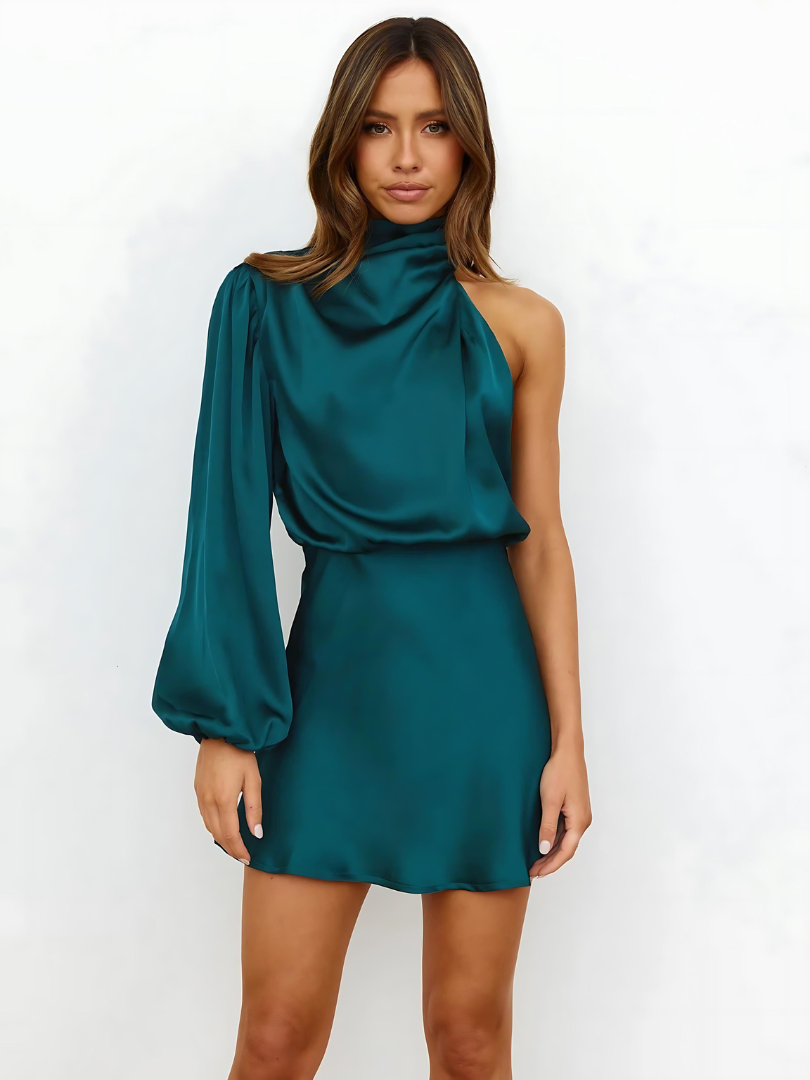 Elegante EenSchouder Jurk Luxe en Stijlvol