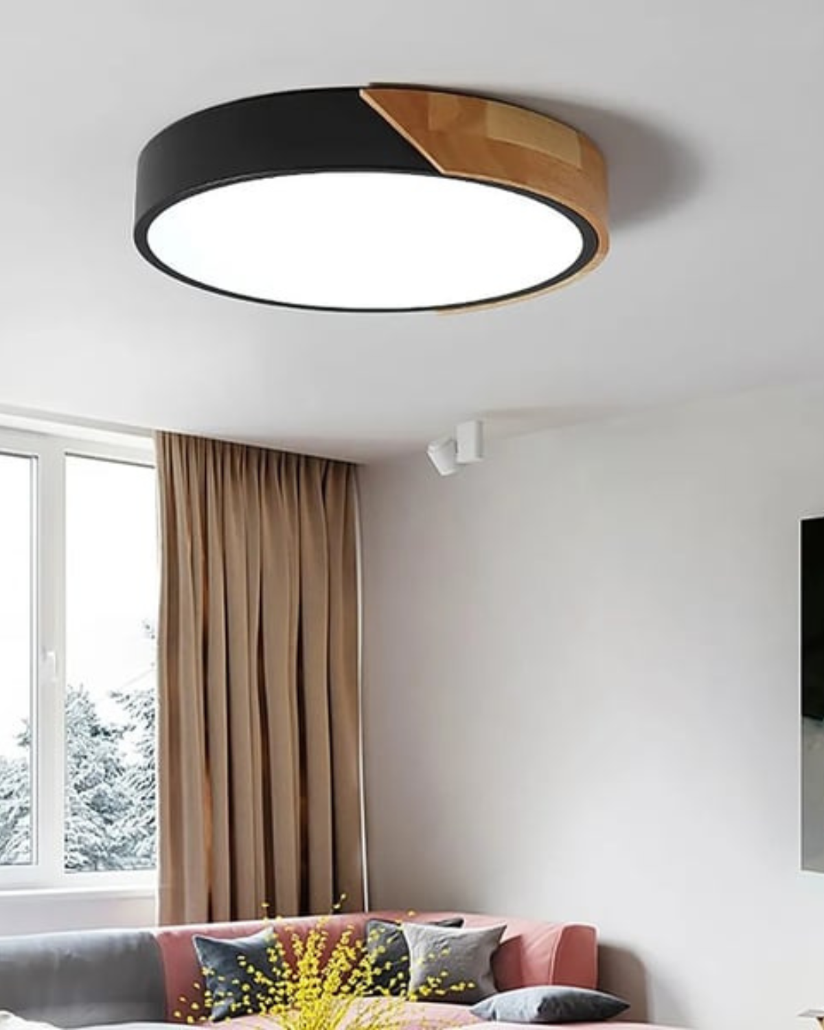 Moderne ronde plafondlamp met houtaccent en LED verlichting – minimalistische designlamp in 23 30 40 50 en 60 cm