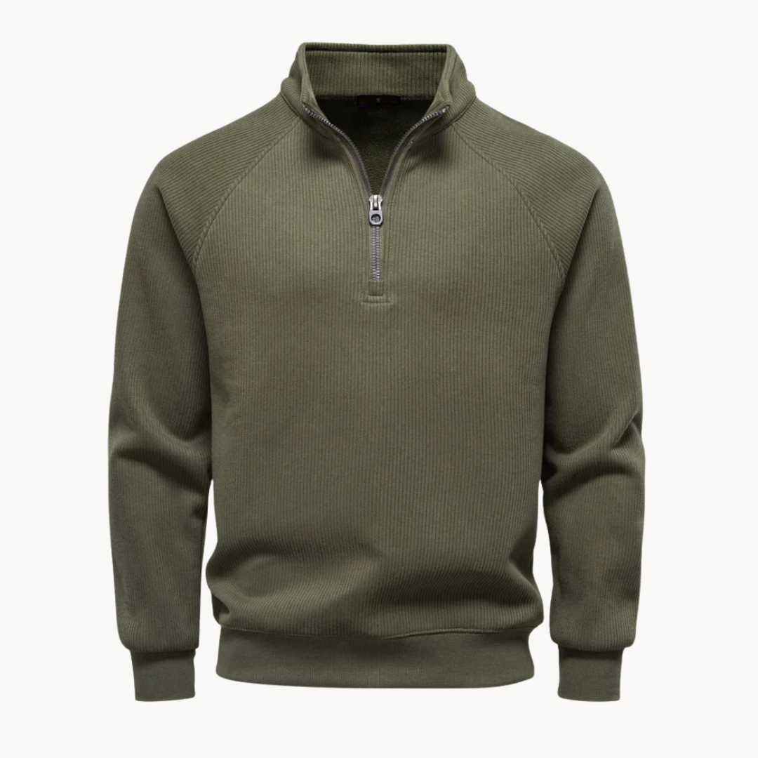 Heren Trui Katoenmix Quarter-Zip Casual Fit - StudioMarella