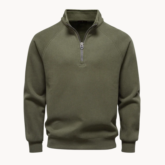Heren Trui Katoenmix Quarter-Zip Casual Fit - StudioMarella