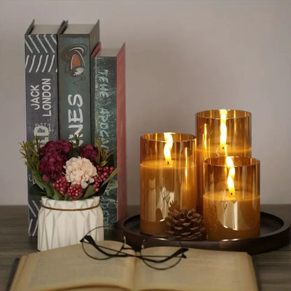 LED kaarsen met afstandsbediening glas zwart sfeer verlichting set timer modern interieur woonkamer slaapkamer decoratie realistisch vlam effect