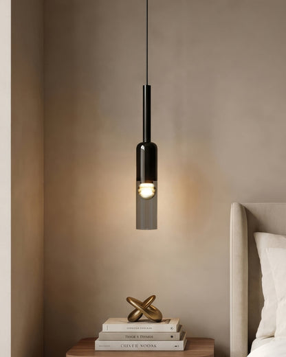 Gerookte Glazen Hanglamp met Minimalistische Metalen Structuur – Moderne Sfeerverlichting voor Eetkamer, Slaapkamer en Woonkamer