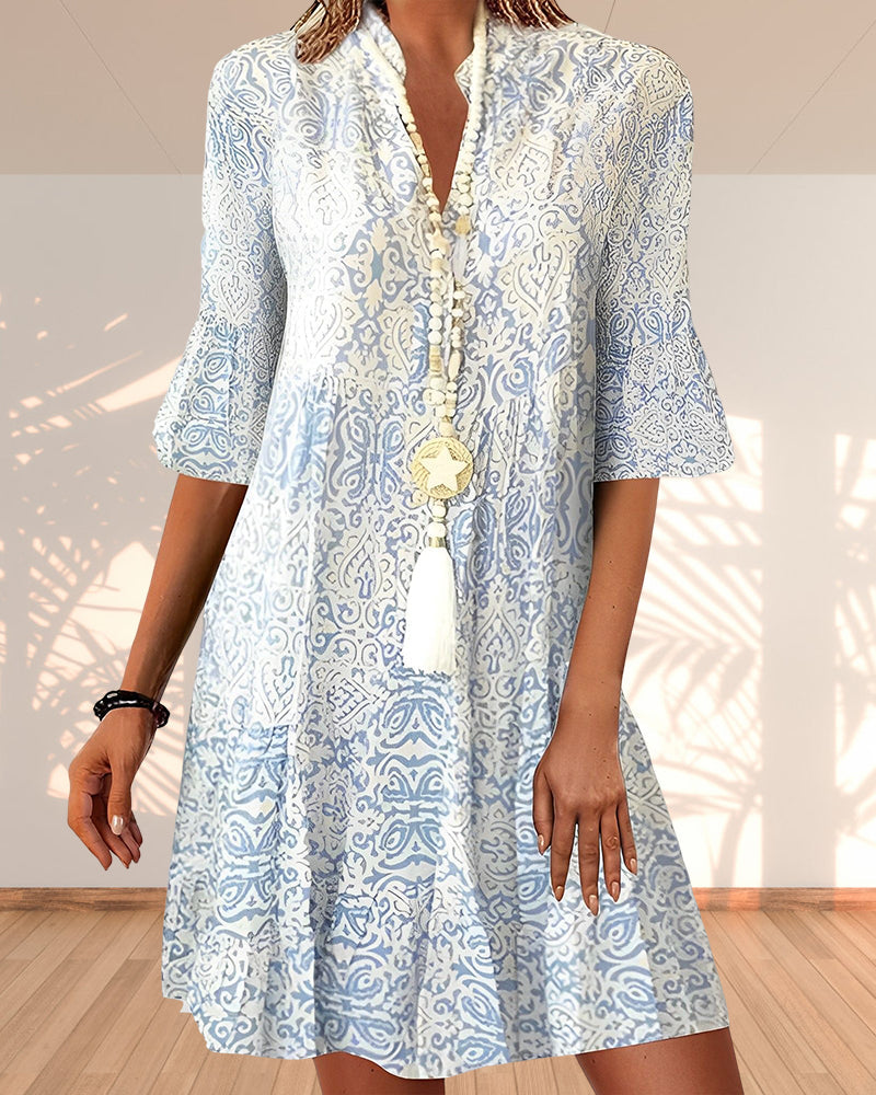 Jurk met Print Ademend en Elegante Stof - StudioMarella
