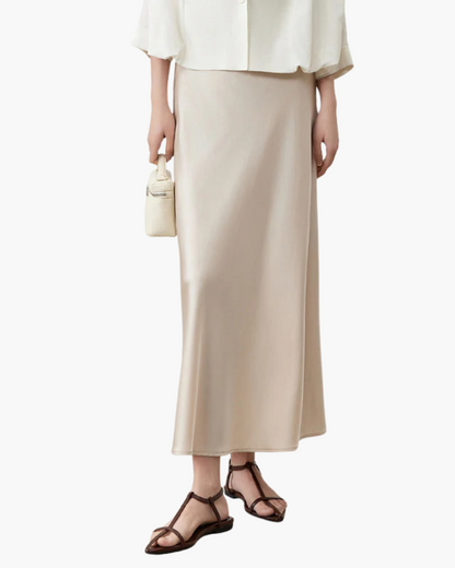 Midi Jurk Satijn Rok Vloeiend Luxe Stijl - StudioMarella