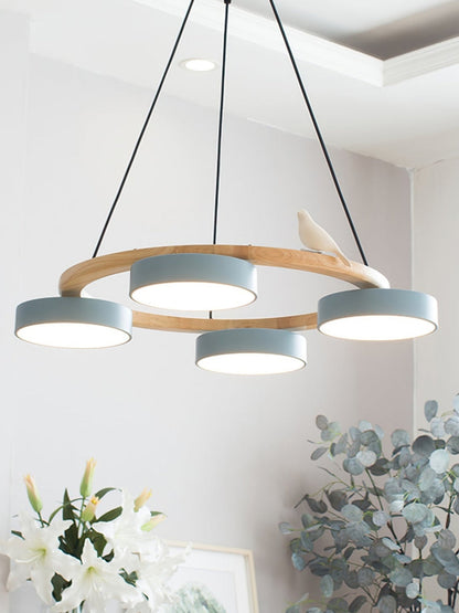 Decoratieve Vogelkroonluchter met Gekleurde Cirkels voor Eetkamer en Woonkamer
