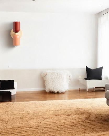 Dubbele Wandlamp met Ronde Lampenkappen – Modern Design in Groen, Beige, Rood of Roze – Sfeerverlichting voor Slaapkamer, Woonkamer en Hal