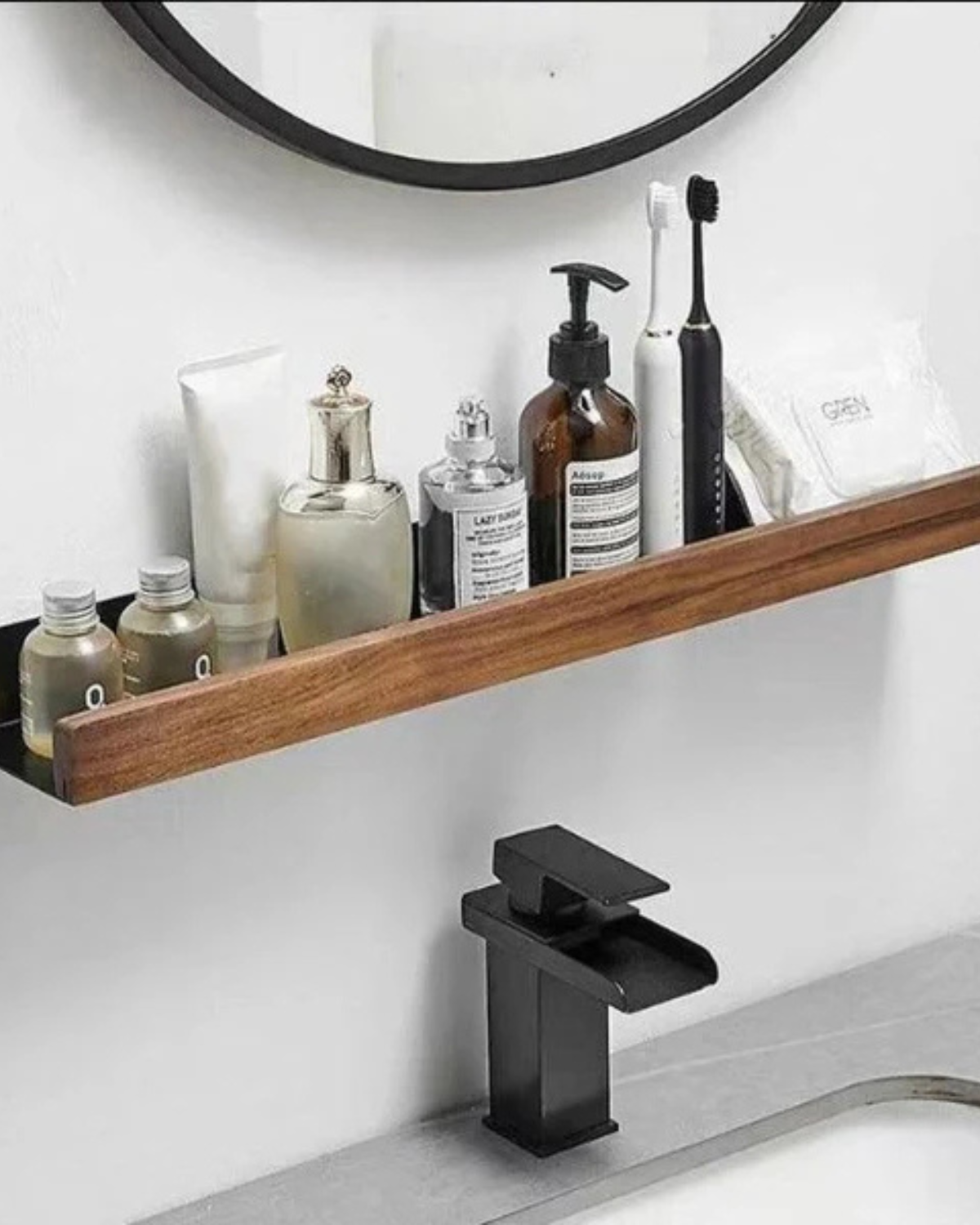 Wandplank Metaal met Houten Voorzijde 20cm 30cm 40cm Scandinavisch Design Badkamer Keuken Woonkamer Opbergen Organizer Matte Afwerking
