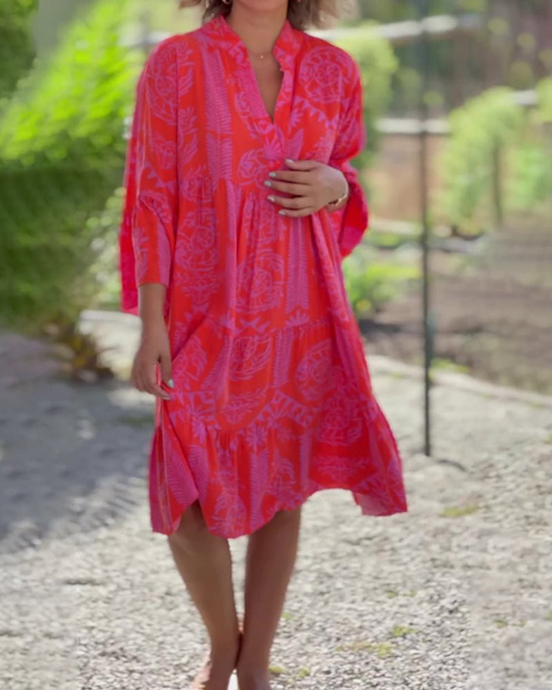 Zomerjurk Boho Driekwart Mouwen Geometrische Print