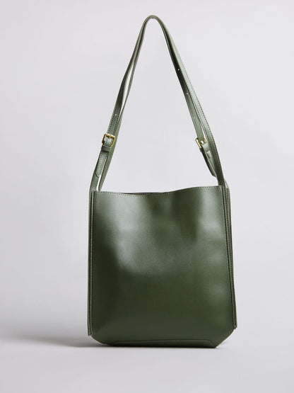 Vegan Leren Schoudertas Halfrond Elegant en Ruim