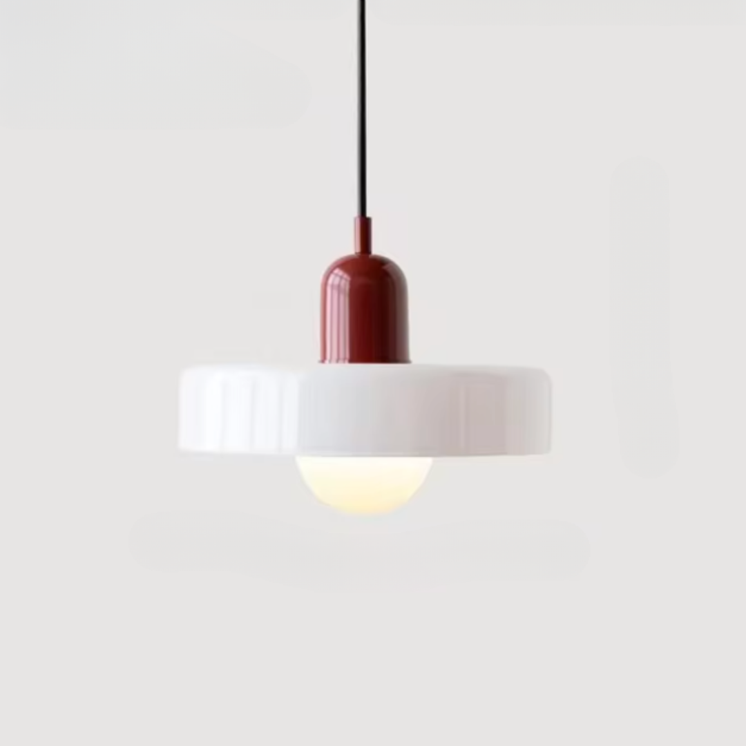 Glazen Hanglamp met Dubbele Kleurkap – Moderne Bauhaus-Stijl Verlichting voor Woon- en Eetkamer