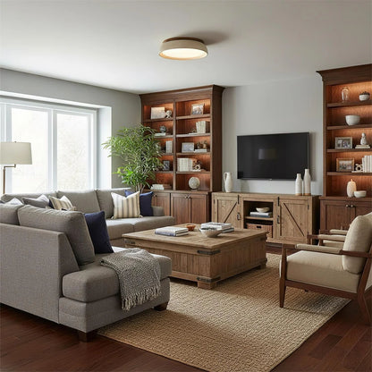 Depiara plafondlamp travertin hout LED 3000K beige plafondverlichting woonkamer slaapkamer hal badkamer modern minimalistisch