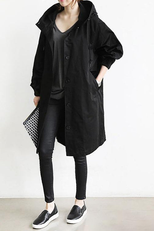 Dames Trenchcoat Waterdicht met Kap voor Lente en Herfst