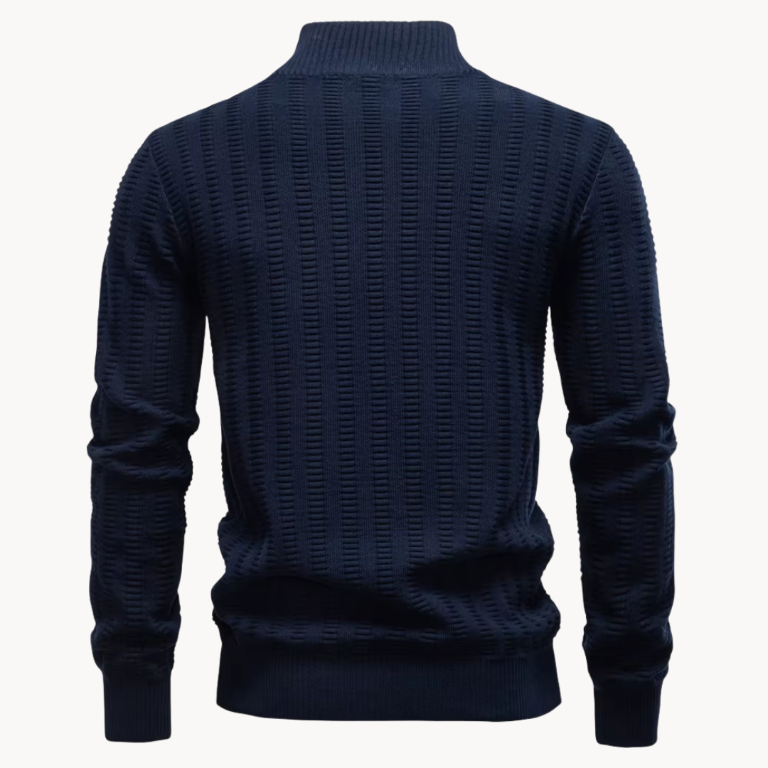 Heren Trui Katoen Quarter-Zip Met Textuur