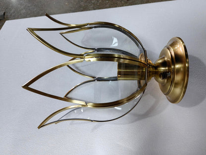 Lotusplafondlamp 9" Messing Helder Glas Vintage Landelijke Stijl Gangverlichting Retro Plafondlamp Klassiek Interieur