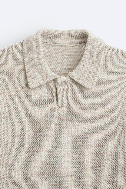 Gebreide Poloshirt Relaxed Fit Vintage Stijl