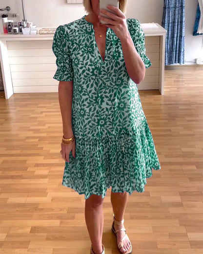 Bloemenjurk met Pofmouwen voor Vrouw