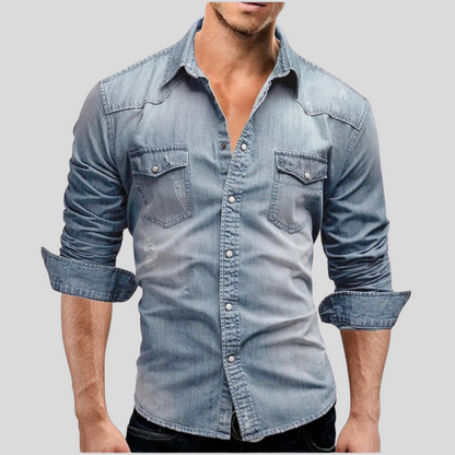 Heren Overhemd Blauw Denim Casual Kleding - StudioMarella