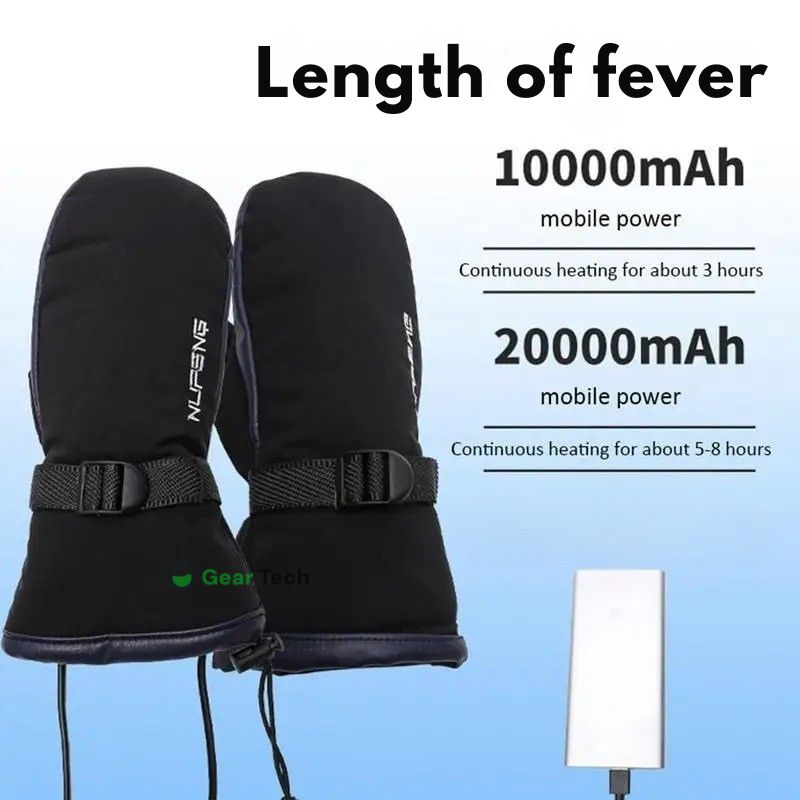 USB Verwarmde Handschoenen Dubbelzijdig Waterafstotend Touchscreen Winterwarmte Skiwanten Outdoor Vingertoppen