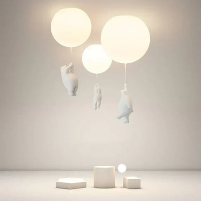 Kinderkamer hanglamp met beer en ballon, speelse plafondlamp met warm led licht voor slaapkamer en woonkamer
