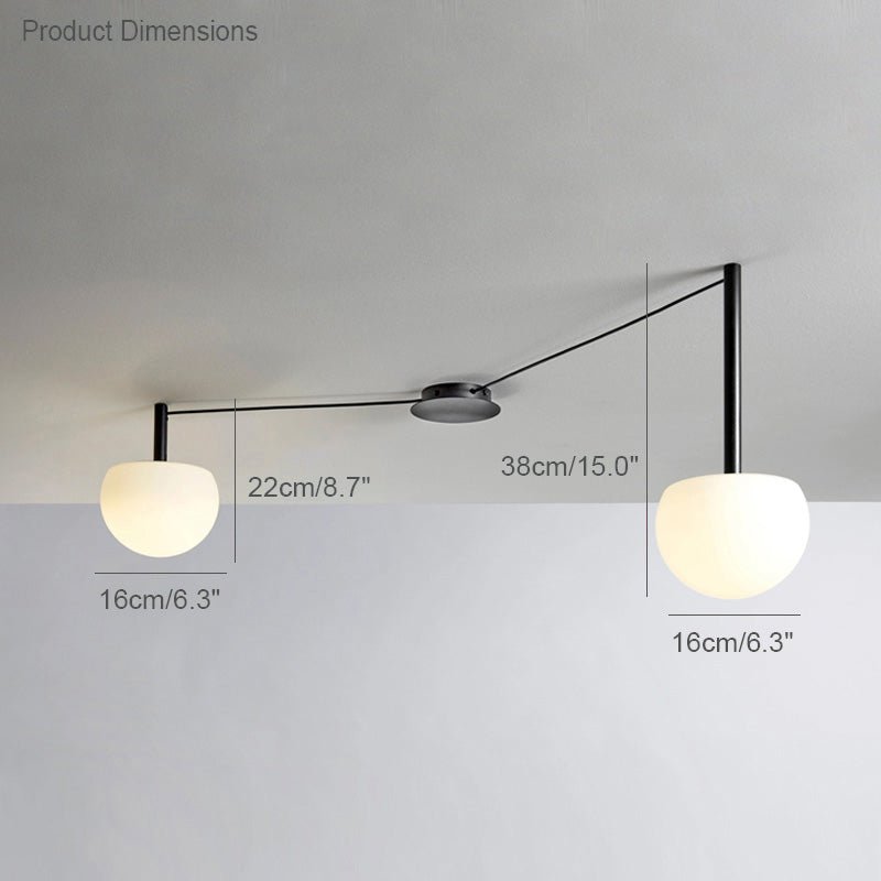 Plafondlamp Glazen Bollen Verstelbaar Metaal Wit Woonkamer Slaapkamer Modern