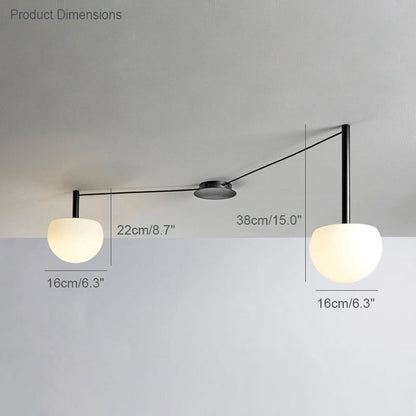 Plafondlamp Glazen Bollen Verstelbaar Metaal Wit Woonkamer Slaapkamer Modern