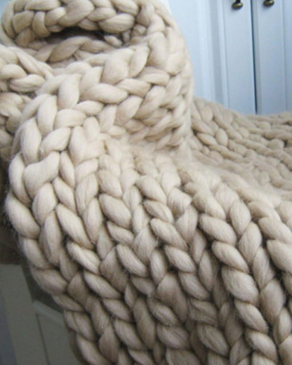 Handgebreid Chunky Plaid – Dik Gebreide Deken in Zachte Chenille voor Bank en Bed