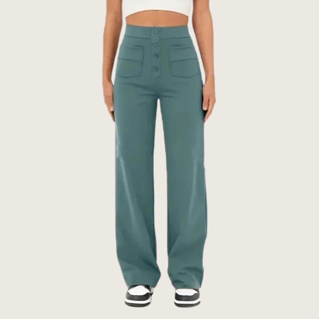 Hoge Broek voor Dames Elastisch Comfortabel Zwart
