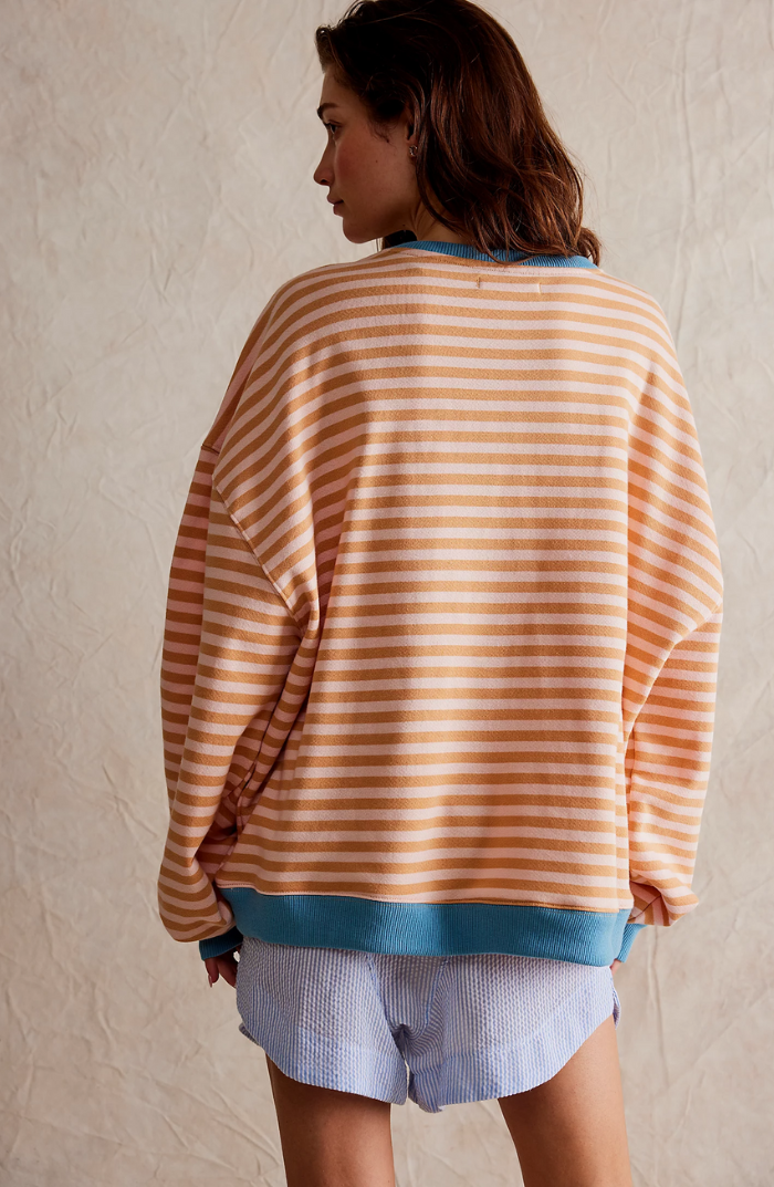Vrouwelijke Oversized Trui Gestreept Ronde Hals