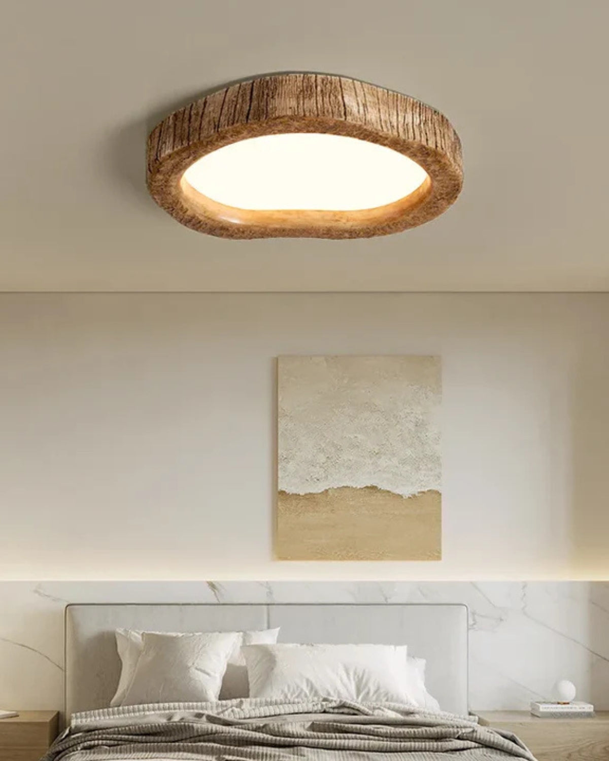 Sansoti | Ronde Plafondlamp Houtlook voor Slaapkamer en Woonkamer – Moderne LED Verlichting