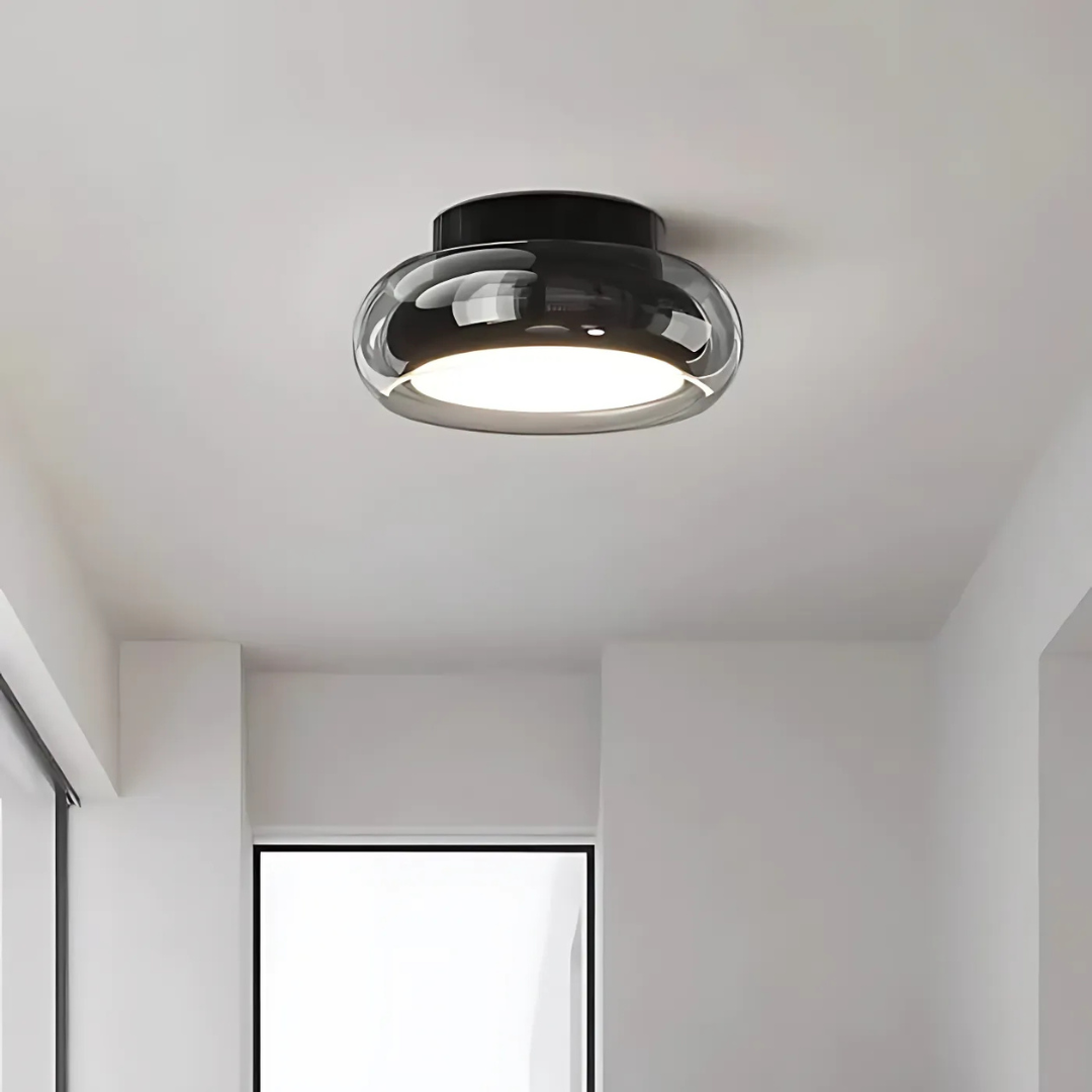 Plafondlamp Glas LED 24W Amber Woonkamer Hal Retro Design Compact Modern