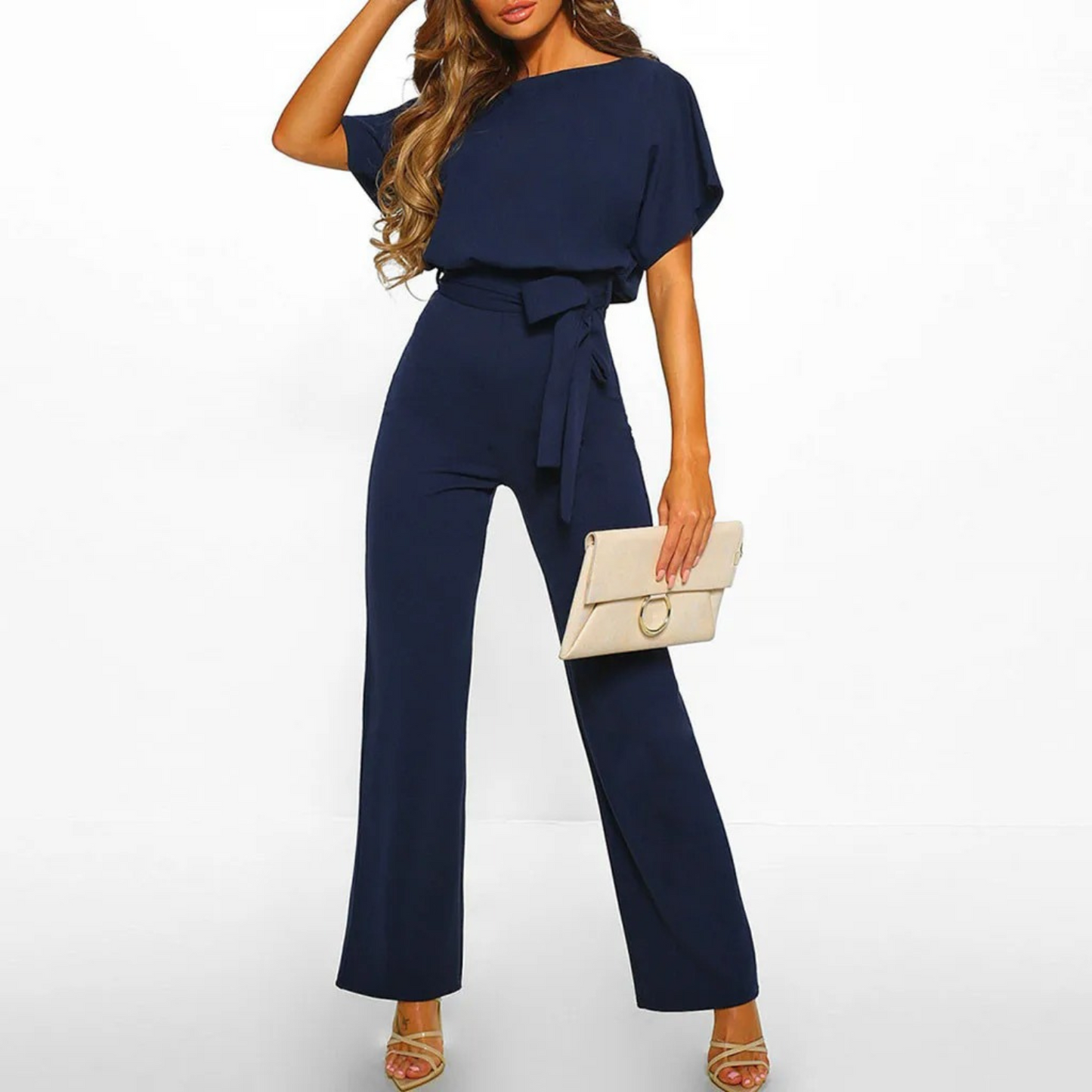 Jumpsuit Rood Eenvoudig Hoge Taille Broekmodel