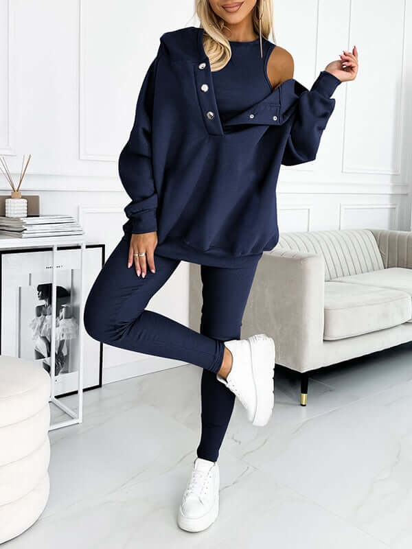 Dames Hoodie Set Fleece - Zachte Joggingbroek en Trui met Capuchon