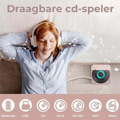 Draagbare CD Speler Met Bluetooth 5.3 Oplaadbare 2000mAh Batterij Type C USB MP3 CD-R CD-RW Ondersteuning Compact Design Met 3.5mm Aansluiting