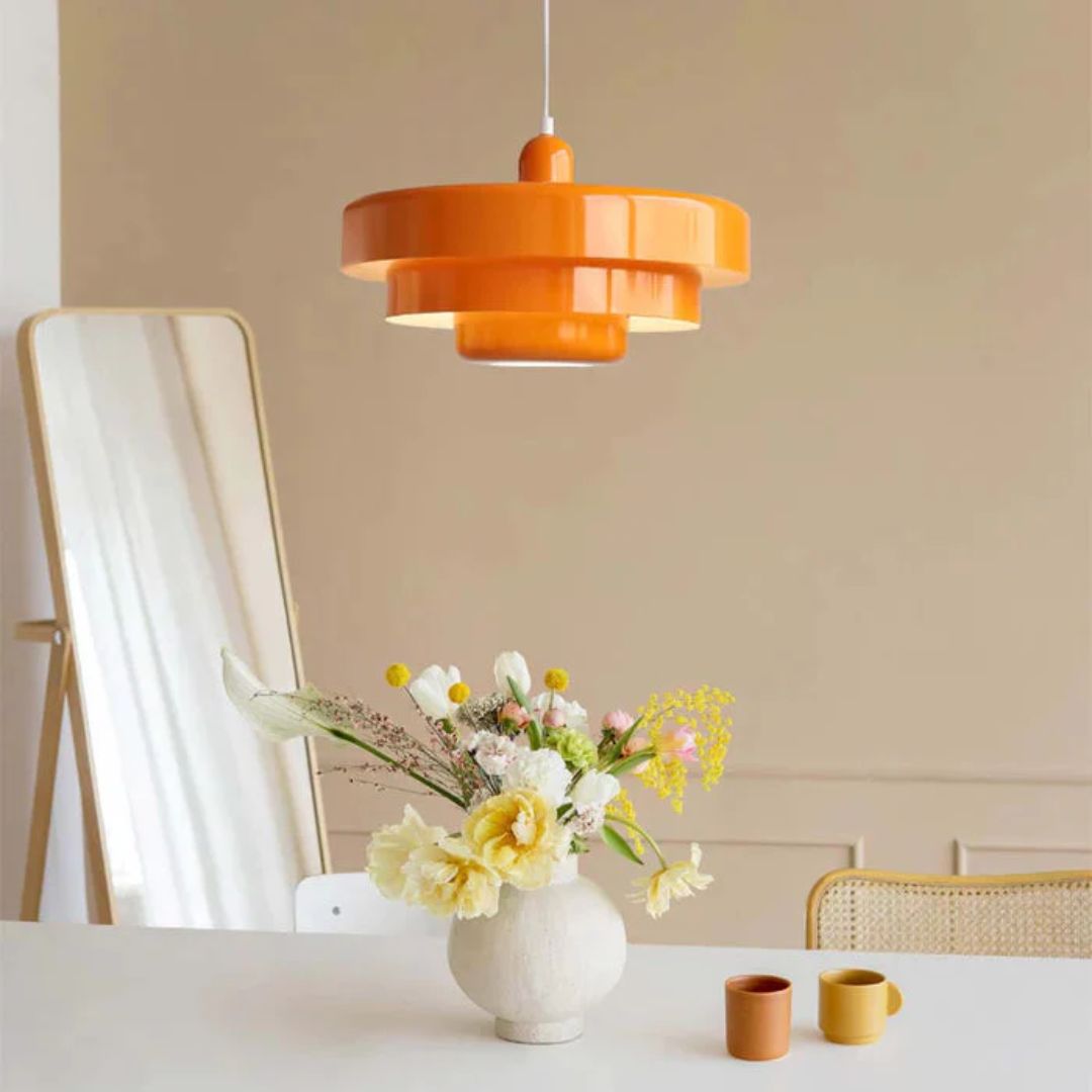 Hanglamp Metaal Gelaagd Ø35cm Oranje E27 Eettafel Woonkamer Retro Design Verlichting Industrieel Modern