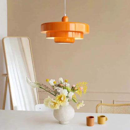 Hanglamp Metaal Gelaagd Ø35cm Oranje E27 Eettafel Woonkamer Retro Design Verlichting Industrieel Modern