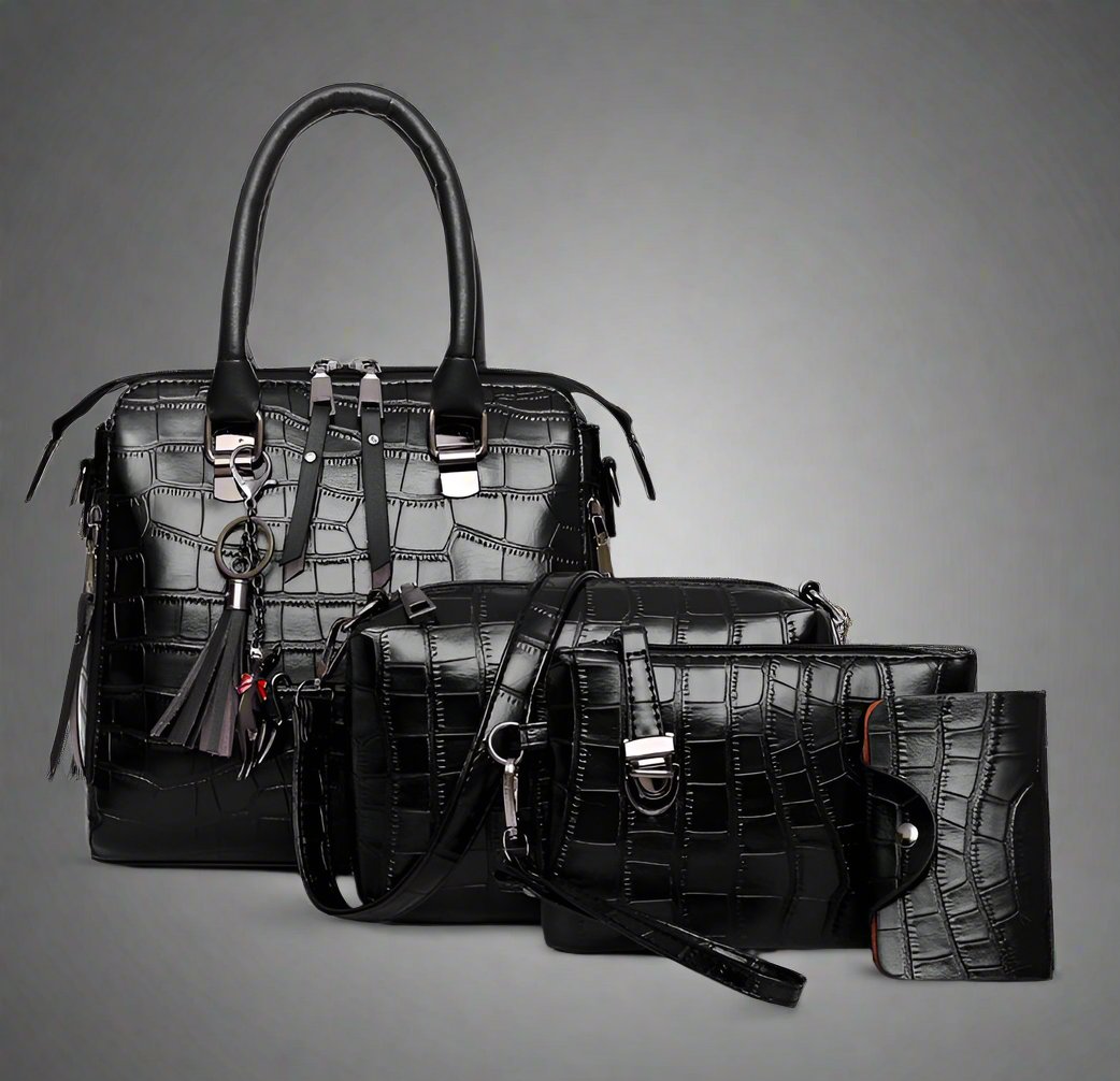 Vierdelige Leren Tassenset Dames Handtas Schoudertas Portemonnee Compacte Tas Kunstleer Elegant Praktisch