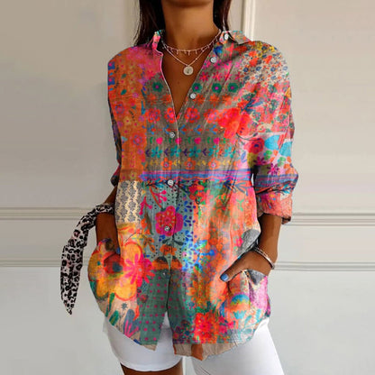 Vrouwelijke Bloemen Blouse Lange Mouwen - StudioMarella