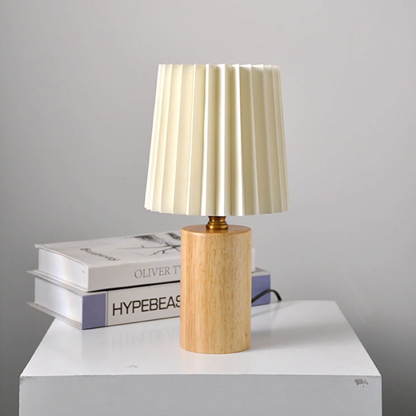 Tafellamp Geplooide Kap Hout Stof 31cm Slaapkamer Woonkamer Nachtkastlamp Bureaulamp Scandinavisch Japandi Retro USB E26