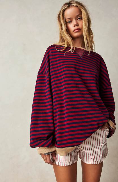 Damestrui Oversized Gestreept Comfortabel en Stijlvol