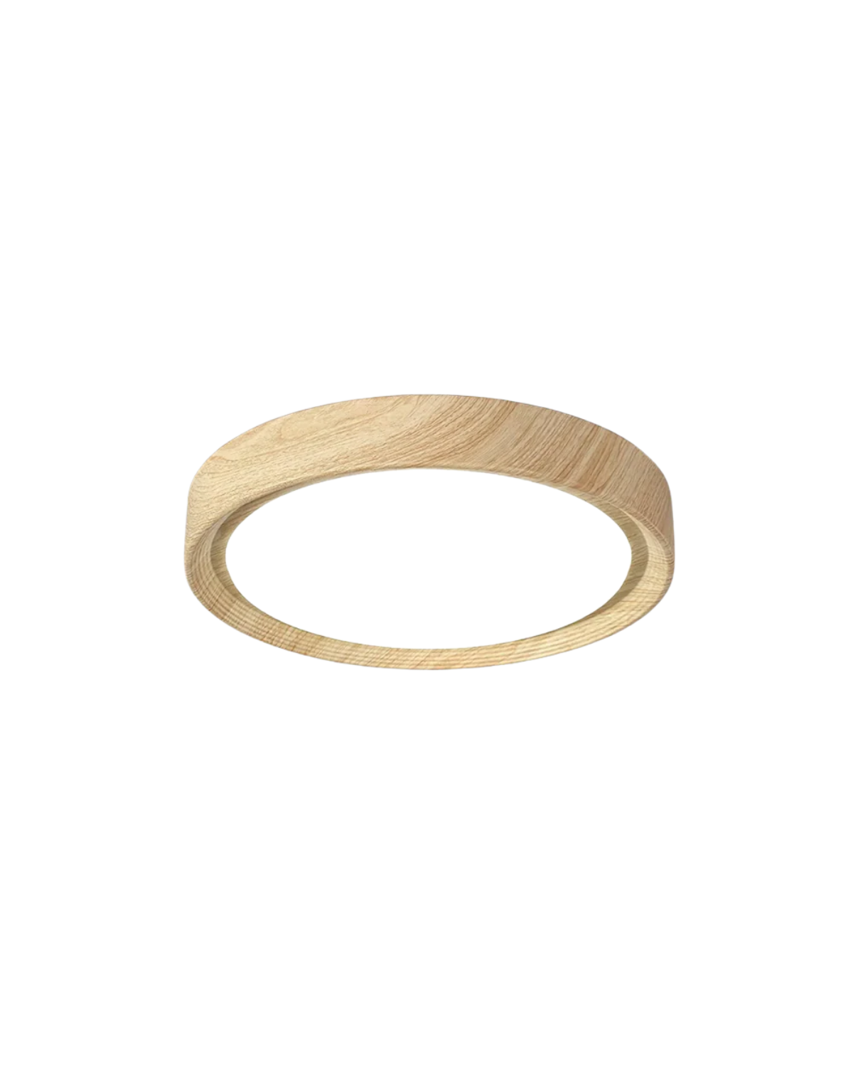 Ronde houten plafondlamp met warm diffuus licht voor serene woonruimtes