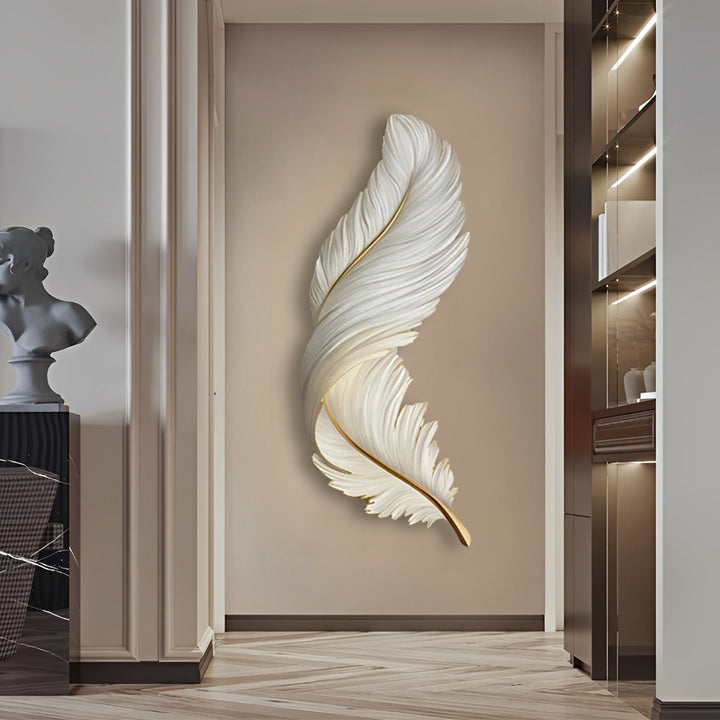 Artistieke Veren LED Wandlamp Met Verborgen Lichtstrip En Afstandsbediening