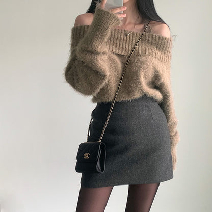 Dames Trui Off-shoulder Gebreid Stijlvol