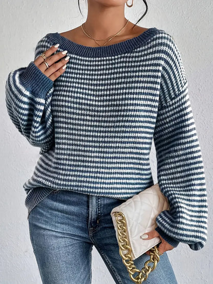 Vrouwelijke Gebreide Trui met Lage Schouders Casual Stijl