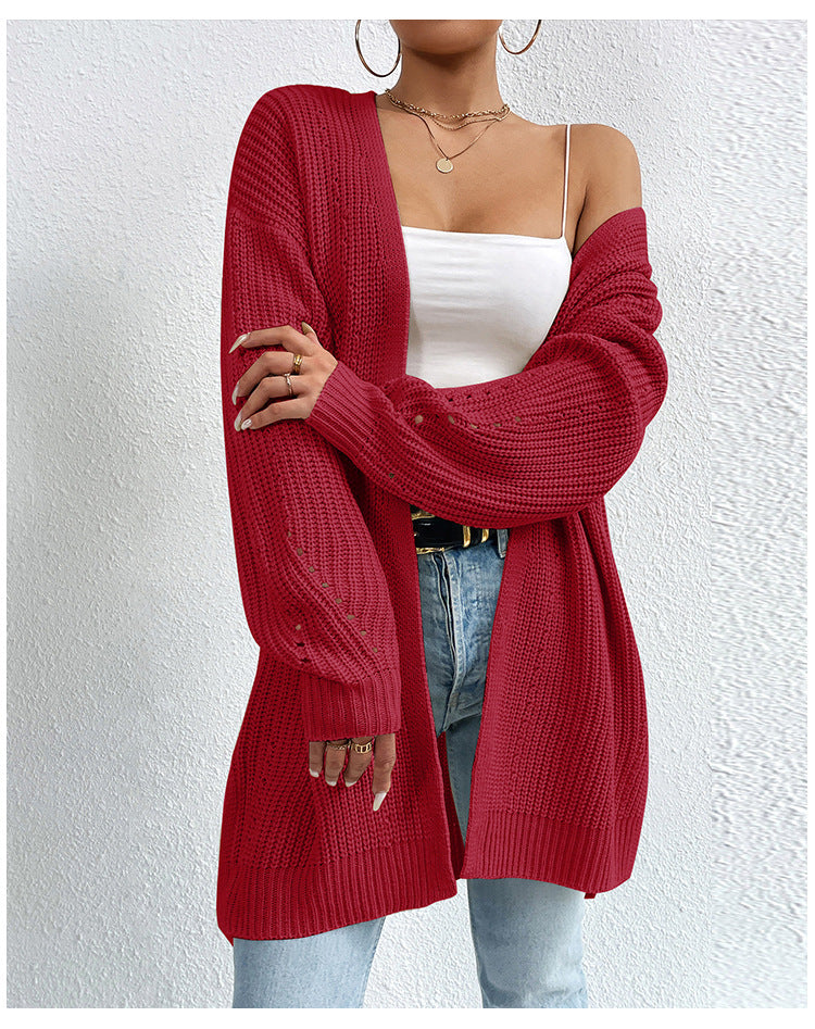 Dames Gebreide Vest Lang Model Warm en Stijlvol
