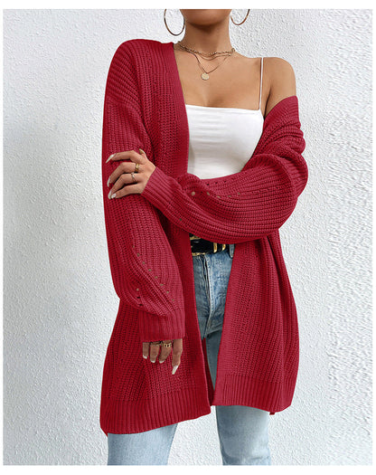 Dames Gebreide Vest Lang Model Warm en Stijlvol