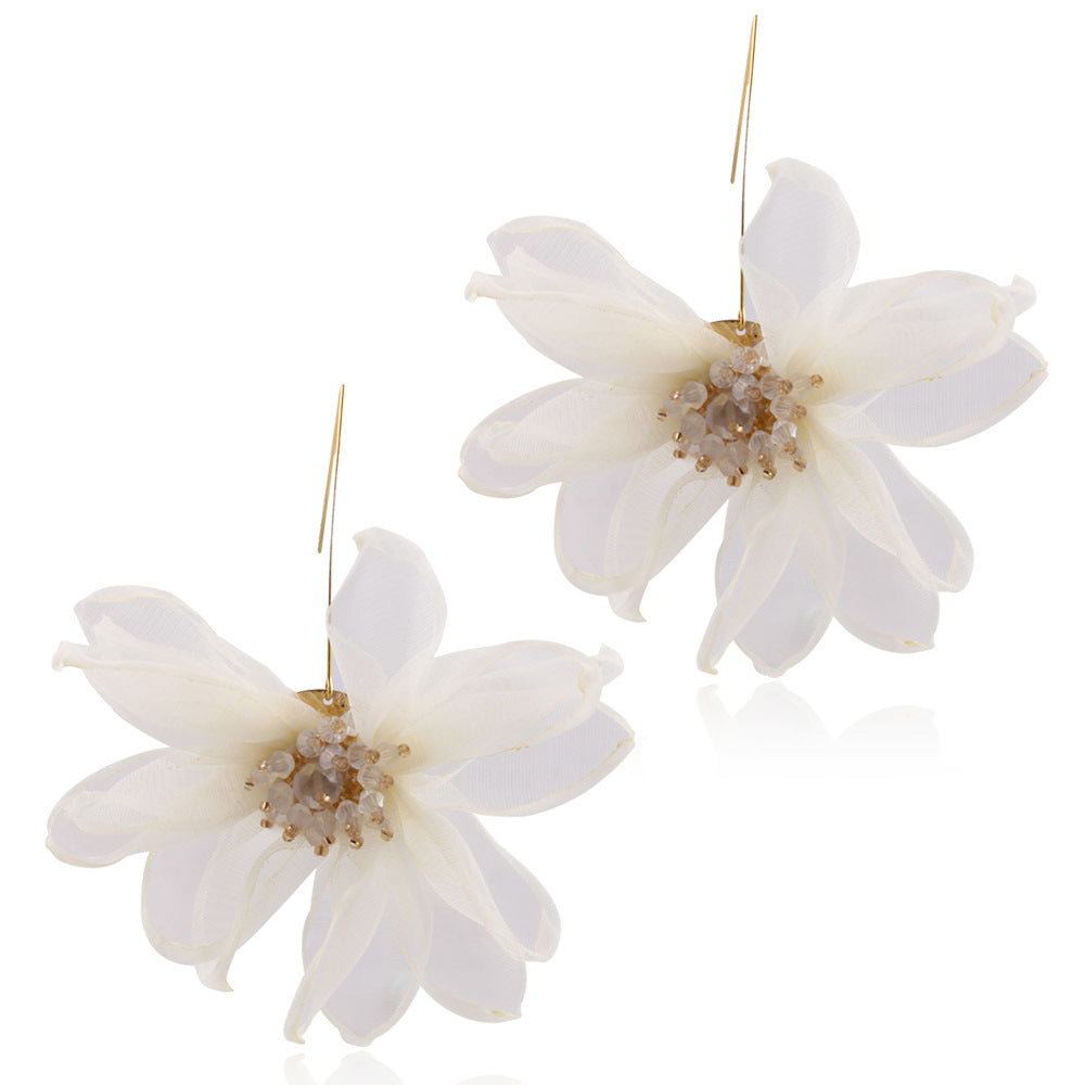 Dames Oorbellen Bloemmotief met Organza Stof